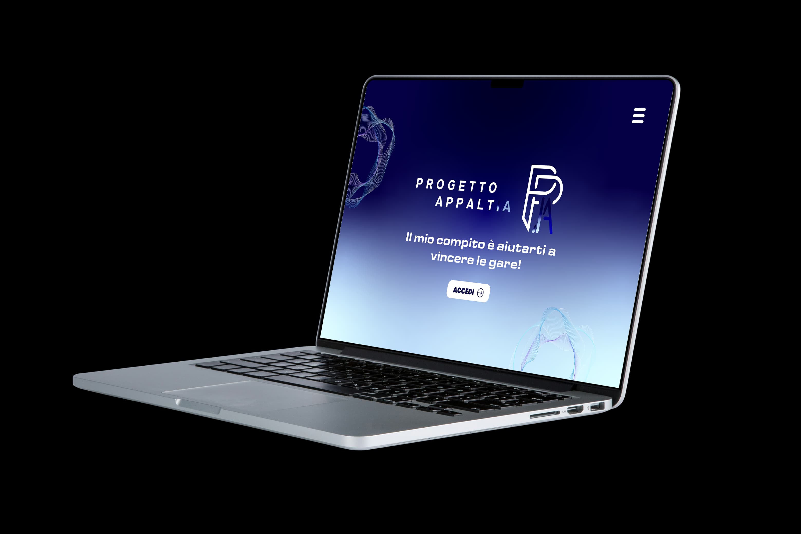 Mockup piattaforma AI verticale